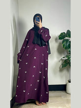 “Plum Moon Embroidered Abaya by Aurora”
